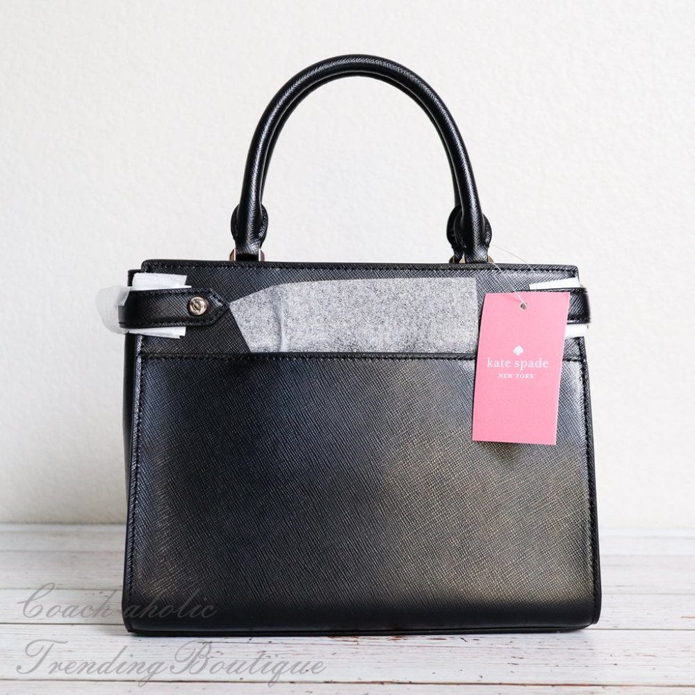 Kate Spade New York Staci Small Satchel Leather Crossbody in Black - Picture 6 of 11